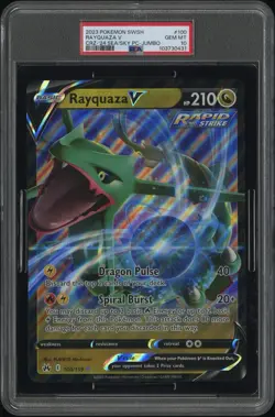 PSA 10 *JUMBO* Rayquaza V SWSH #100 Pokemon Crown Zenith 2023 Sea And Sky Promo - Image 1