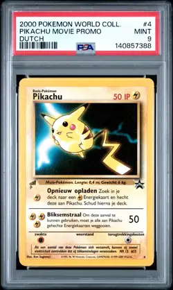 2000 POKEMON PIKACHU WORLD COLL DUTCH #4 PIKACHU MOVIE PROMO PSA 9 - Image 1