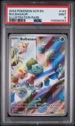 2024 POKEMON STELLAR CROWN BULBASAUR 143 ILLUSTRATION RARE PSA 9 TCG SCR EN SIR - Image 1
