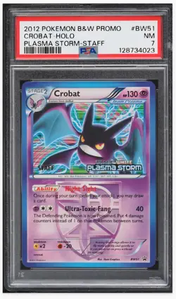 2012 😺 PSA-7 Pokemon B&W Plasma Storm CROBAT "STAFF" Promo Card - Image 1