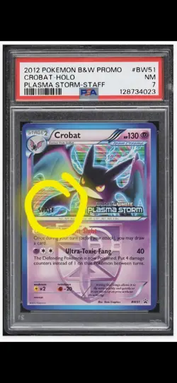 2012 😺 PSA-7 Pokemon B&W Plasma Storm CROBAT "STAFF" Promo Card - Image 3