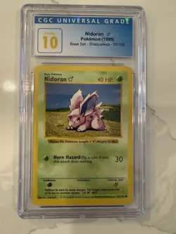 CGC 10 Base Set Shadowle Nidoran 55/102 - 1999 Base Set Pokemon Card WOTC - Image 1