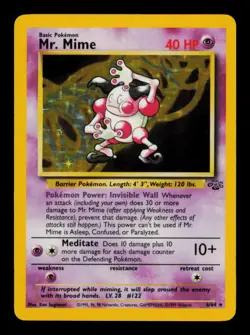 Pokemon Card Mr. Mime 6/64 Jungle Holo Rare Vintage Original WOTC LP 1999 - Image 1