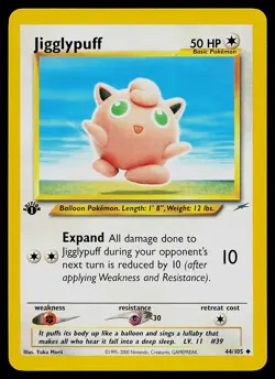Pokemon Card - Jigglypuff Neo Destiny 44/105 Uncommon 1st Edition - Image 1