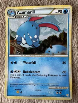 2010 Pokemon TCG HeartGold SoulSilver Azumarill Holo Rare 2/123 LP MP - Image 1