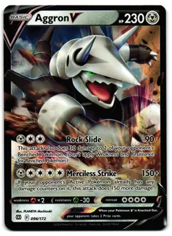 Aggron V 096/172 - Brilliant Stars Rare V Pokemon TCG Holo - M/LP Card - Image 1