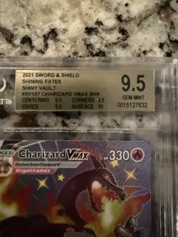 Pokemon Charizard VMAX SV107/SV122 Shining Fates Shiny Vault Holo Beckett 9.5 - Image 2