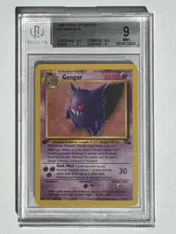 1999 Pokemon Fossil 1st Edition #020 Gengar BGS 9 - Image 1