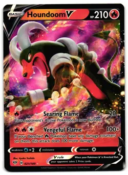 Houndoom V 021/189 - Darkness Ablaze Rare V Pokemon TCG Holo - M/LP Card - Image 1