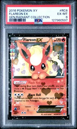 2016 POKEMON XY GENERATIONS RADIANT COLLECTION #RC6 FLAREON EX PSA 6 - Image 1