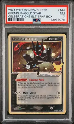 2021 POKEMON SWSH BLACK STAR PROMO #144 GRENINJA-GOLD STAR PSA 7 - Image 1