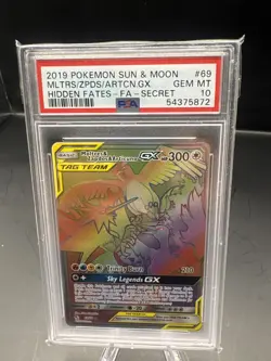 Pokemon Moltres & Zapdos & Articuno GX (Secret) 69/68 Hidden Fates Holo PSA 10 - Image 1