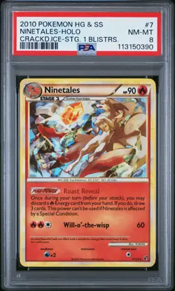 PSA 8 Ninetales 7/123 Cracked Ice Holo Error Misprint Pokemon Low Pop Beautiful - Image 1
