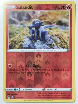 REVERSE HOLO Salandit 027/163 VLP - Yuka Morii Clay - Battle Styles Pokemon Card - Image 1
