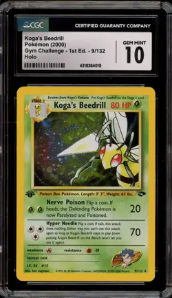 Pokemon Koga's Beedrill Gym Challenge 1st Edition Holo Rare #9 CGC 10 Gem Mint - Image 1