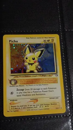 Pokemon Pichu Holo Rare 12/111 Neo Genesis 2000 30 HP Baby Ken Sugimori - Image 1