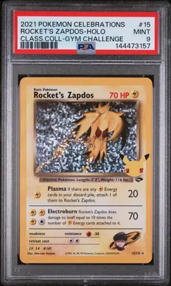 2021 POKEMON CELEBRATIONS CLASSIC COLL #15 ROCKET'S ZAPDOS-HOLO PSA 9 - Image 1