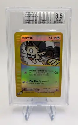 Pop 1 of 3 BGS 8.5 NM-MT+ Meowth 121/165 Reverse Holo 2002 Pokemon Expedition - Image 1