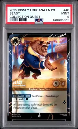 Beast 40/P3 Lorcana Card Disney Park Promo 2025 Fabled Collection Quest PSA 9 - Image 1