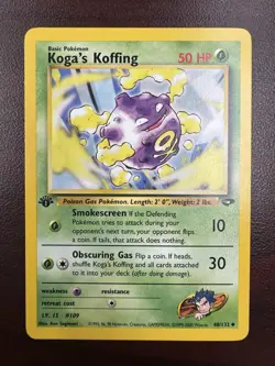 Pokemon card Koga's Koffing 1st Edition 48/132 Gym Challenge LP+/NM- - Image 1