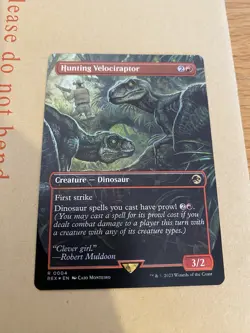 💥 Magic The Gathering REX 004: Hunting Velociraptor - FOIL BORDERLESS NM 💥 - Image 1