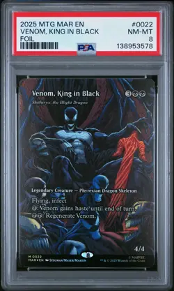 2025 MTG MARVEL'S SPIDER-MAN: SOURCE MAT FOIL #0022 VENOM, KING IN BLACK PSA 8 - Image 1