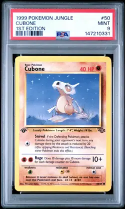 1999 POKEMON JUNGLE 1ST ED #50 CUBONE PSA 9 - Image 1