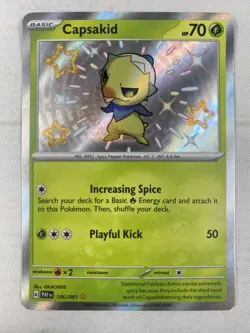 Capsakid - 106/091 - Paldean Fates - Pokemon TCG Baby Shiny Holo Rare NM - Image 1