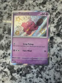 Pokemon TCG Tinkatink 165/091 Baby Shiny Holo Rare Paldean Fates - Image 1