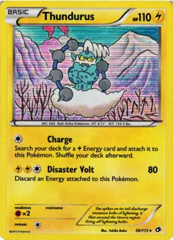 Pokemon TCG Thundurus BW Legendary Treasures 50/113 Holo Rare DMG - Image 1