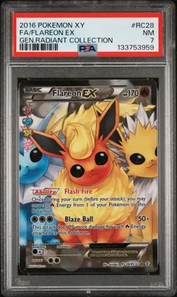 2016 POKEMON XY GENERATIONS RADIANT COLLECTION #RC28 FA/FLAREON EX PSA 7 - Image 1