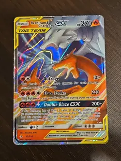 2019 Pokemon SM Unbroken Bonds Reshiram Charizard Tag Team Holo #20/214 Damaged - Image 1
