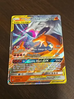 2019 Pokemon SM Unbroken Bonds Reshiram Charizard Tag Team Holo #20/214 Damaged - Image 2