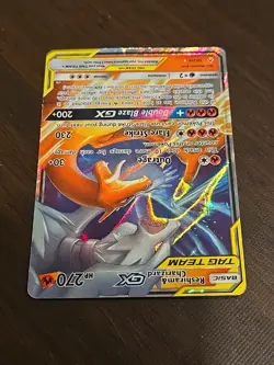2019 Pokemon SM Unbroken Bonds Reshiram Charizard Tag Team Holo #20/214 Damaged - Image 3