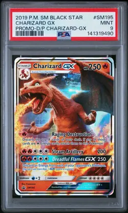 2019 POKEMON SM BLACK STAR PROMO #SM195 CHARIZARD GX PSA 9 - Image 1