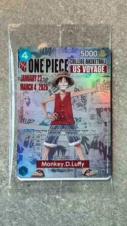 One Piece Promotion Card - Monkey.D.Luffy SEALED College Basketball US NEW - Image 1