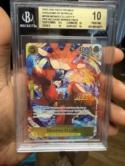 2023 MONKEY D. LUFFY Winner P-036 OP04 Pre-Release Promo One Piece BGS 10 - Image 1