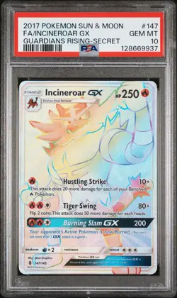 2017 POKEMON SUN & MOON GUARDIANS RISING SECRET FULL ART/INCINEROAR GX PSA 10 - Image 1