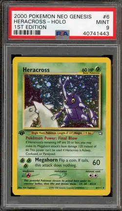Pokemon Heracross Neo Genesis 1st Edition Holo Rare #6 PSA 9 Mint - Image 1
