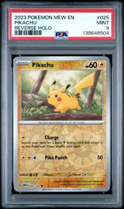 2023 POKEMON MEW EN-151 REVERSE HOLO #025 PIKACHU PSA 9 - Image 1
