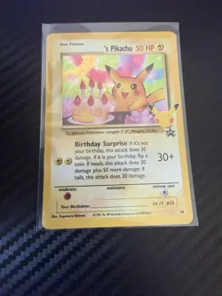 Pokemon ______'s Pikachu 24/53 Wotc Promo Holo 50 HP Birthday Surprise - Image 1