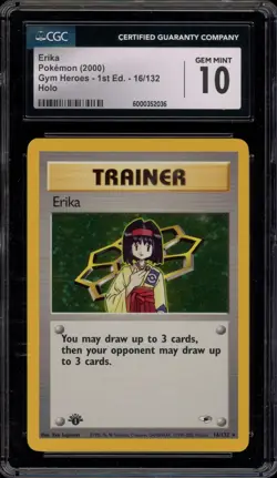 Pokemon Erika Gym Heroes 1st Edition Holo Rare #16 CGC 10 Gem Mint - Image 1