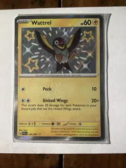 Pokemon TCG Wattrel Scarlet & Violet Paldean Fates Holo Shiny Rare Card 145/091 - Image 1