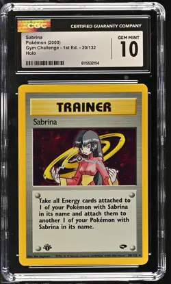 CGC 10 GEM MINT Sabrina Gym Challenge 1st Edition 20/132 Holo Pokemon Card - Image 1