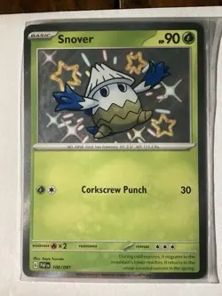 Pokemon Snover SV Paldean Fates Holo Card #100/091 Rare Shiny Variant NM - Image 1