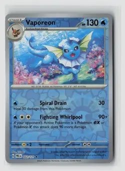 Vaporeon #022/131 Sv Prismatic Evolutions Reverse Holo Rare Pokemon TCG NM - Image 1