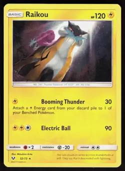 Raikou 32/73 Rare Shining Legends Pokemon Holo Moderately Played - Image 1
