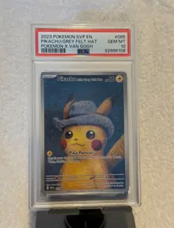 2023 POKEMON SVP EN-SV BLACK STAR PROMO #085 PIKACHU WITH GREY FELT HAT PSA 10!! - Image 1