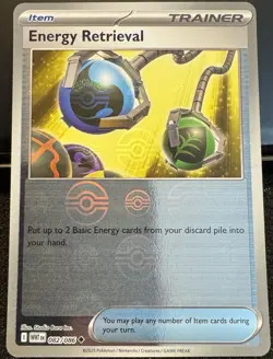 Energy Retrieval 082 2025 Pokemon S&V White Flare Poke Ball Holo Card NM+ - Image 1