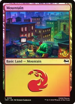 Foil 4x TMNT Basic Mountain Land, Magic the Gathering Land, 4 Pack, 318 - Image 1